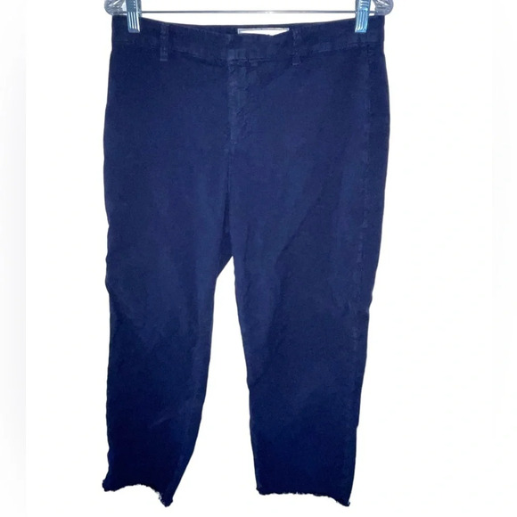 Frank and Eileen Kinsale Cotton Pants Straight Leg Crop Navy Size 10 Raw Hem - Picture 3 of 7